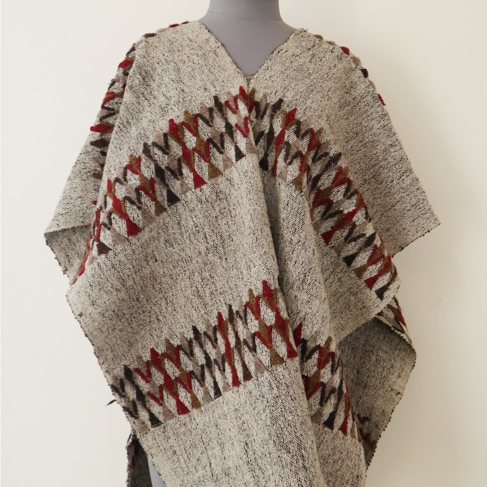 Vintage Handwoven Artisan Poncho